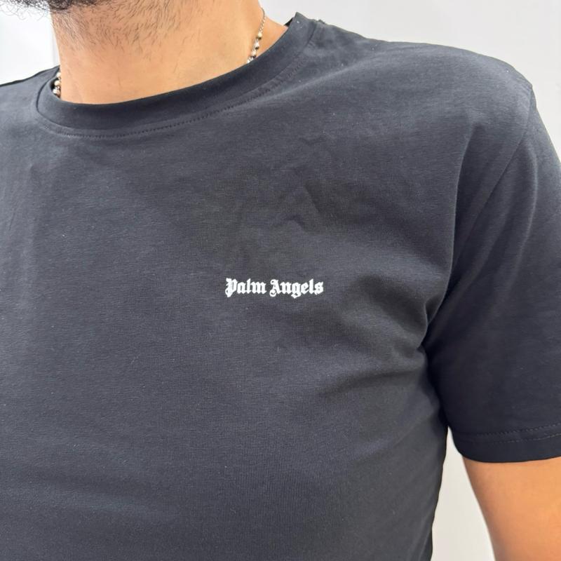 T-shirt PALM ANGELS 100% Cotone con Logo Laterale stampato Taglie S L XL XXL Comfort Elegante per Ogni Occasione in Materiale Morbido e Stile Unico
