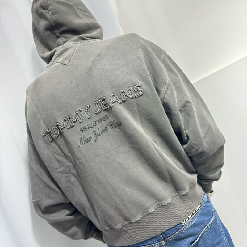 Tommy Jeans Felpa  con cappuccio 100% Cotone con Logo Centrale Stampato Taglie S M L XL XXL Comfort Elegante per Ogni Occasione