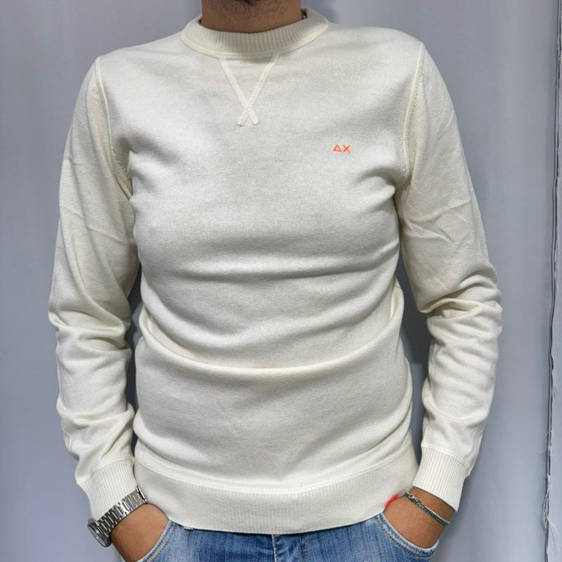 Sun68 maglioncino 100% Cotone con Logo Centrale Stampato Taglie S M L XL XXL 3XXL Comfort Elegante per Ogni Occasione