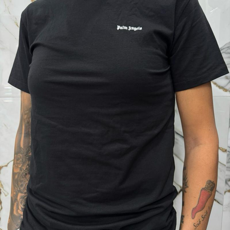T-shirt PALM ANGELS 100% Cotone con Logo Laterale stampato Taglie S L XL XXL Comfort Elegante per Ogni Occasione in Materiale Morbido e Stile Unico