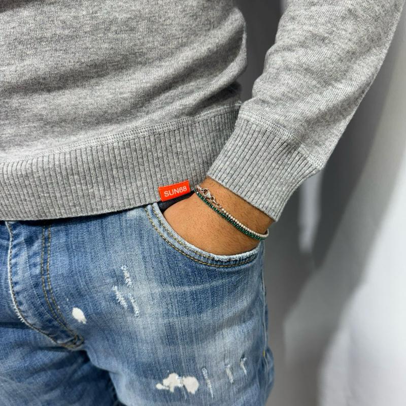 Sun68 maglioncino 100% Cotone con Logo Centrale Stampato Taglie S M L XL XXL 3XXL Comfort Elegante per Ogni Occasione