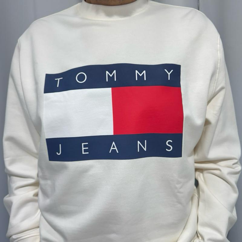 Tommy Jeans Felpa 100% Cotone con Logo Centrale Stampato Taglie S M L XL XXL Comfort Elegante per Ogni Occasione