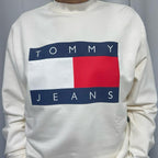 Tommy Jeans Felpa 100% Cotone con Logo Centrale Stampato Taglie S M L XL XXL Comfort Elegante per Ogni Occasione