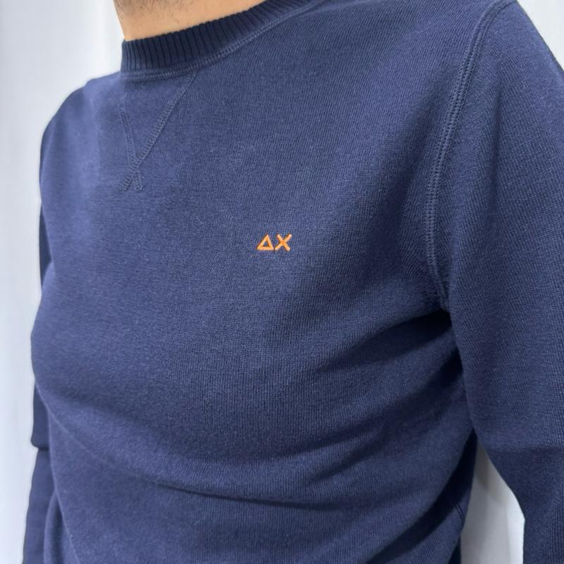 Sun68 maglioncino 100% Cotone con Logo Centrale Stampato Taglie S M L XL XXL 3XXL Comfort Elegante per Ogni Occasione