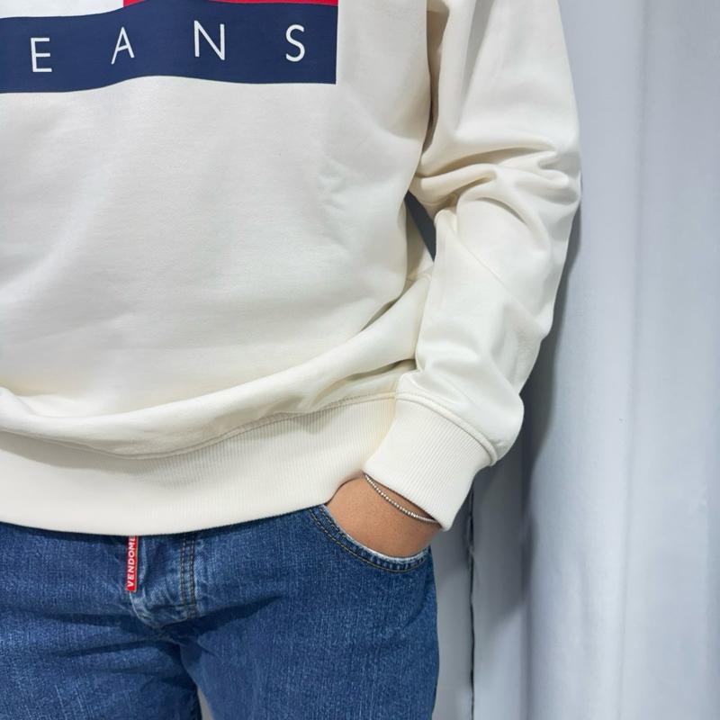 Tommy Jeans Felpa 100% Cotone con Logo Centrale Stampato Taglie S M L XL XXL Comfort Elegante per Ogni Occasione