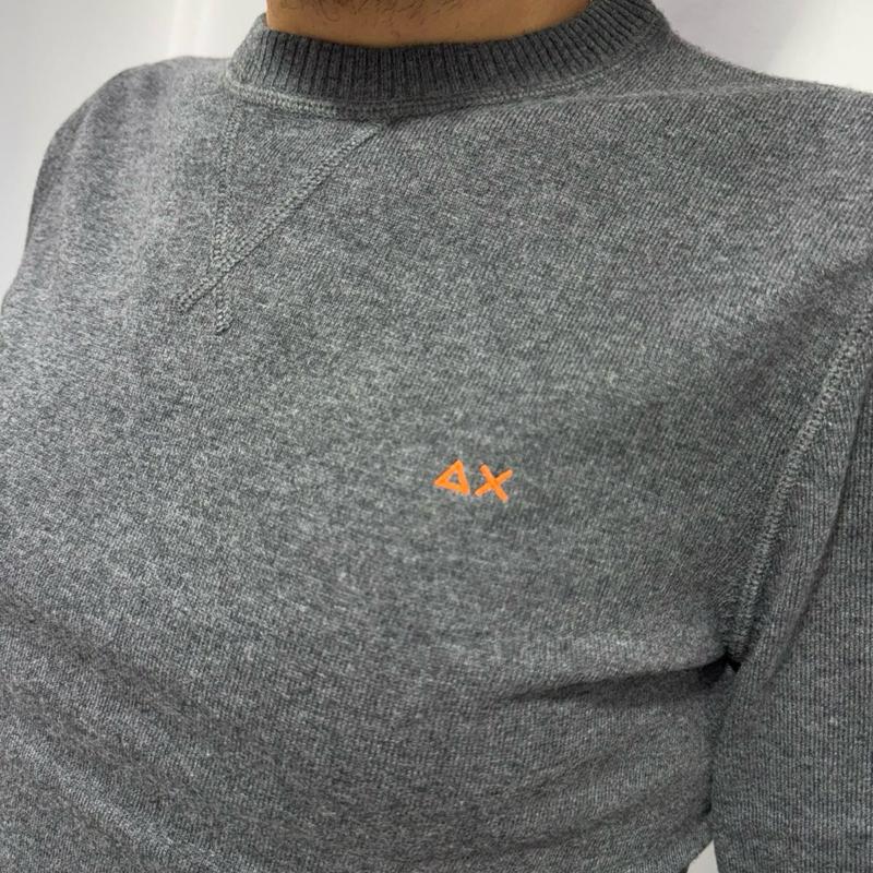 Sun68 maglioncino 100% Cotone con Logo Centrale Stampato Taglie S M L XL XXL 3XXL Comfort Elegante per Ogni Occasione