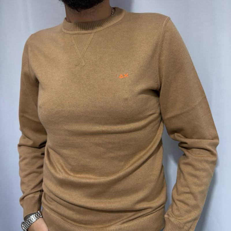 Sun68 maglioncino 100% Cotone con Logo Centrale Stampato Taglie S M L XL XXL 3XXL Comfort Elegante per Ogni Occasione