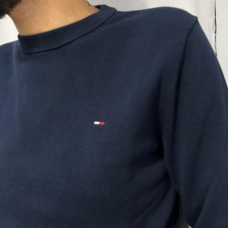 Tommy Jeans maglioncino 100% Cotone con Logo Centrale Stampato Taglie S M L XL XXL Comfort Elegante per Ogni Occasione