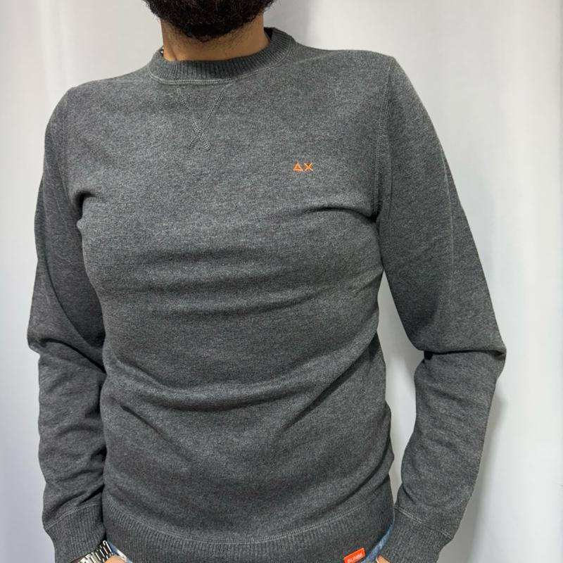 Sun68 maglioncino 100% Cotone con Logo Centrale Stampato Taglie S M L XL XXL 3XXL Comfort Elegante per Ogni Occasione