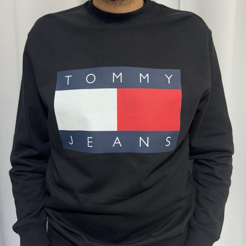 Tommy Jeans Felpa 100% Cotone con Logo Centrale Stampato Taglie S M L XL XXL Comfort Elegante per Ogni Occasione