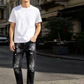 Jeans uomo Taglie 42 44 46 48 50 52 Comfort Elegante Materiale Morbido Stile Unico per Ogni Occasione