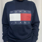 Tommy Jeans Felpa 100% Cotone con Logo Centrale Stampato Taglie S M L XL XXL Comfort Elegante per Ogni Occasione