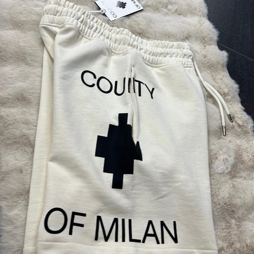 COUNTY OF MILAN bermuda 100% Cotone con Logo Laterale Ricamato Taglie XS S M L XL XXL Comfort Elegante per Ogni Occasione in Materiale Morbido e Stile Unico