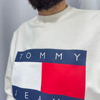 Tommy Jeans Felpa 100% Cotone con Logo Centrale Stampato Taglie S M L XL XXL Comfort Elegante per Ogni Occasione
