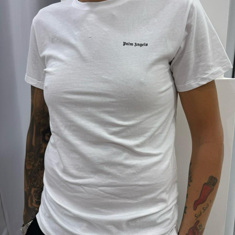 T-shirt PALM ANGELS 100% Cotone con Logo Laterale stampato Taglie S L XL XXL Comfort Elegante per Ogni Occasione in Materiale Morbido e Stile Unico